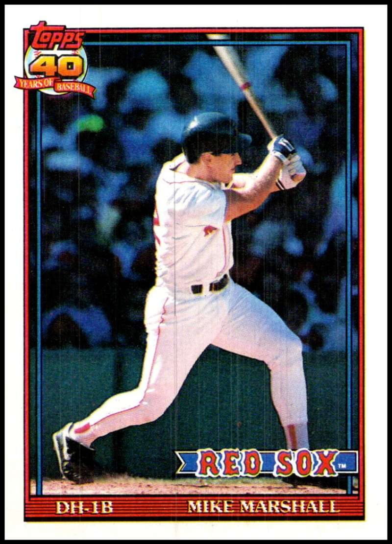 1991 Topps #356 Mike Marshall Baseball Boston Red Sox Image 1