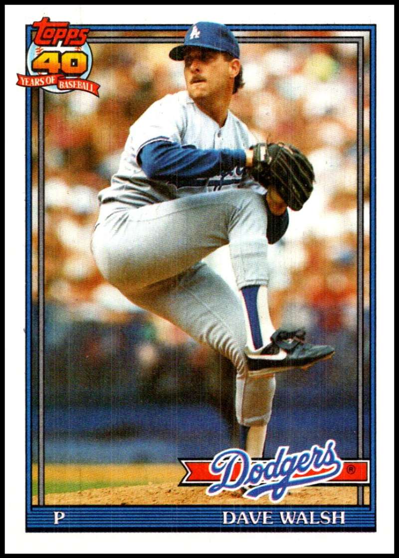 1991 Topps #367 Dave Walsh Baseball RC Rookie Los Angeles Dodgers Image 1