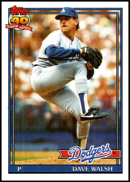 1991 Topps #367 Dave Walsh Baseball RC Rookie Los Angeles Dodgers  Image 1
