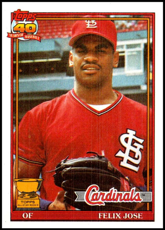 1991 Topps #368 Felix Jose Baseball St. Louis Cardinals  Image 1
