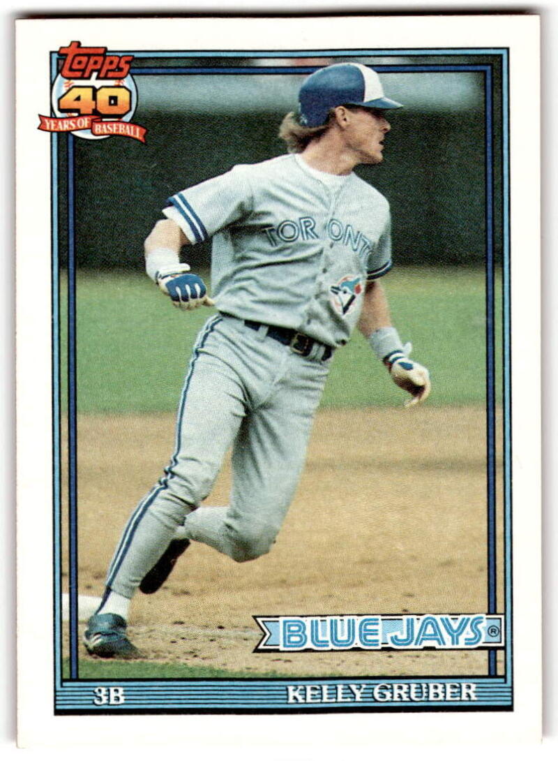 1991 Topps #370 Kelly Gruber Baseball Toronto Blue Jays Image 1