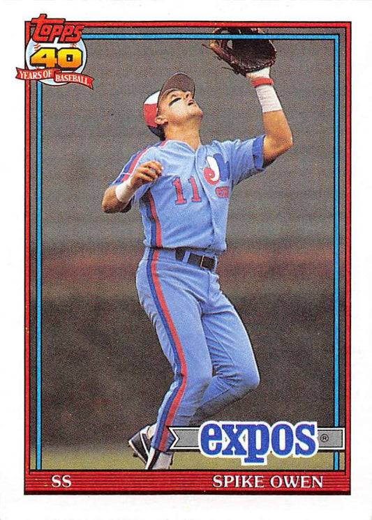 1991 Topps #372 Spike Owen Baseball Montreal Expos  Image 1