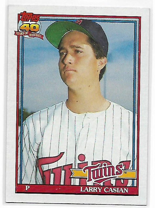 1991 Topps #374 Larry Casian Baseball RC Rookie Minnesota Twins  Image 1