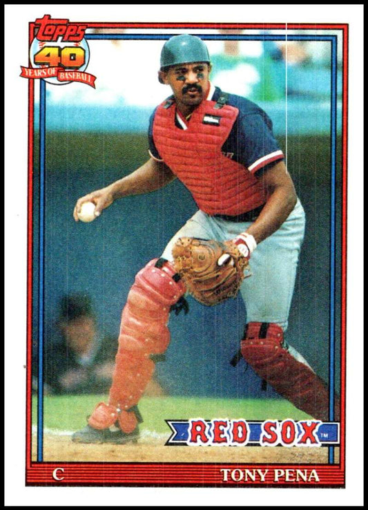 1991 Topps #375 Tony Pena Baseball Boston Red Sox  Image 1