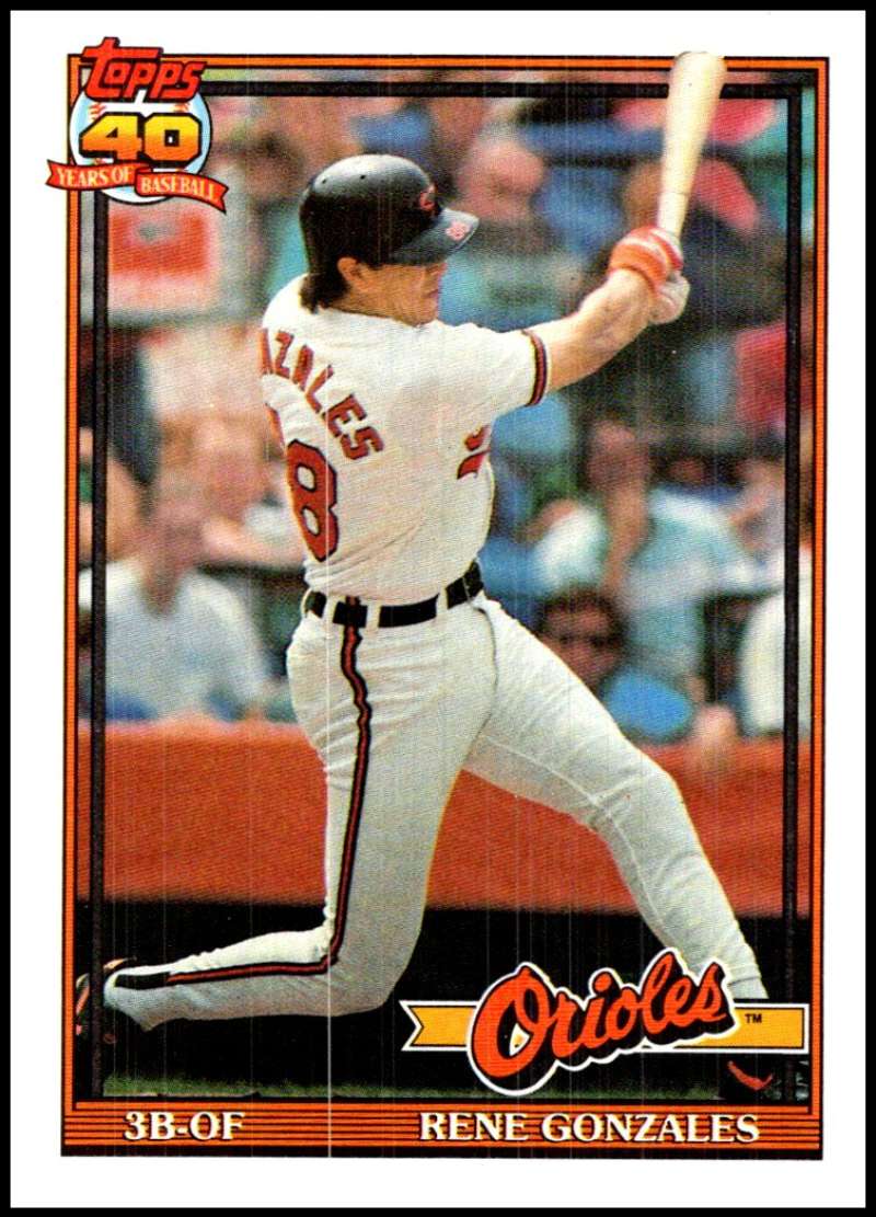 1991 Topps #377 Rene Gonzales Baseball Baltimore Orioles Image 1