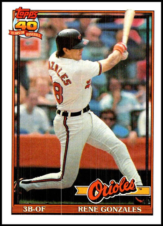 1991 Topps #377 Rene Gonzales Baseball Baltimore Orioles  Image 1