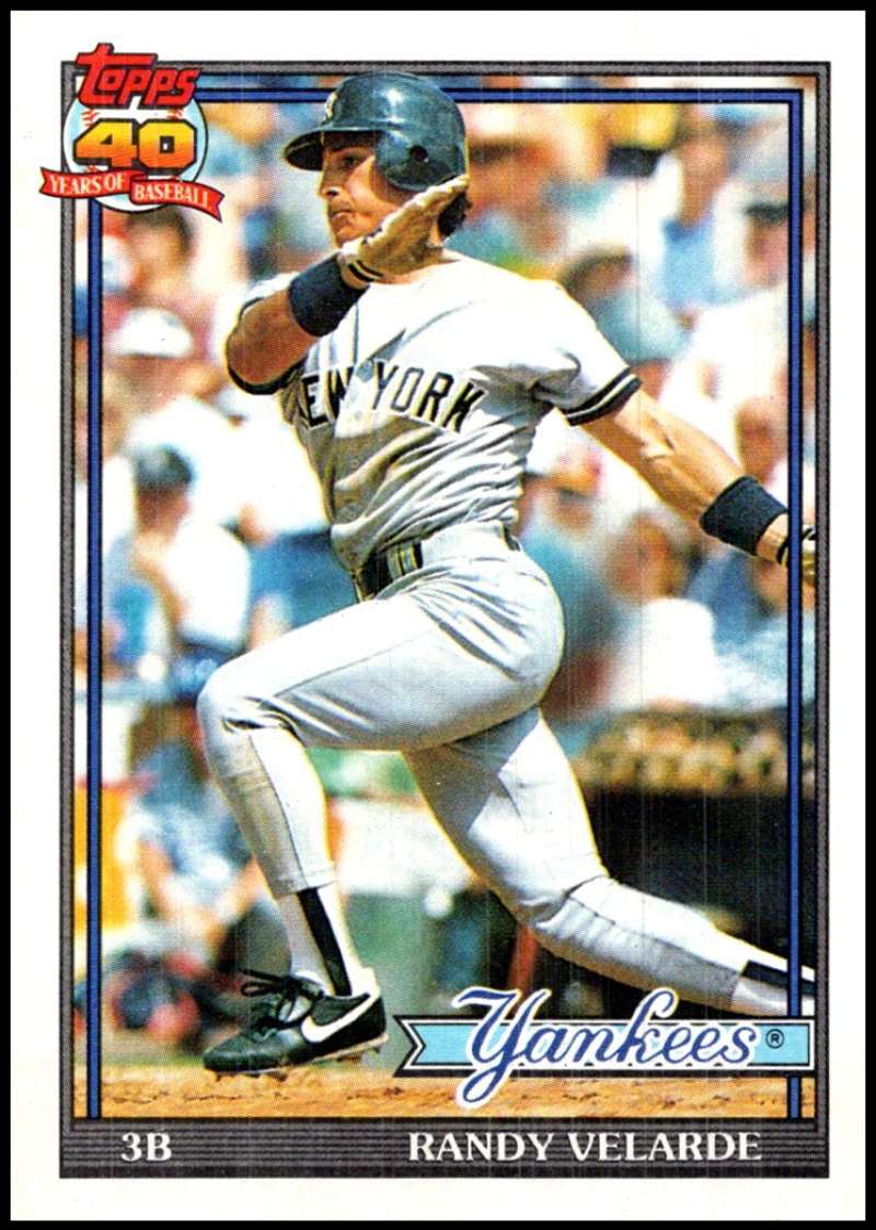 1991 Topps #379 Randy Velarde Baseball New York Yankees Image 1