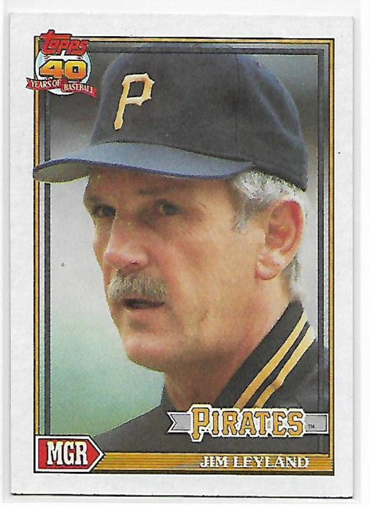 1991 Topps #381 Jim Leyland MG Baseball Pittsburgh Pirates  Image 1