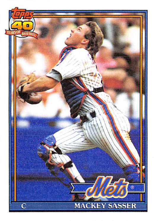 1991 Topps #382 Mackey Sasser Baseball New York Mets  Image 1