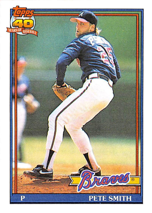 1991 Topps #383 Pete Smith Baseball Atlanta Braves  Image 1