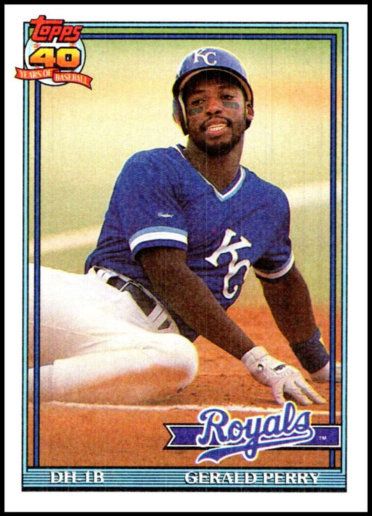 1991 Topps #384 Gerald Perry Baseball Kansas City Royals  Image 1