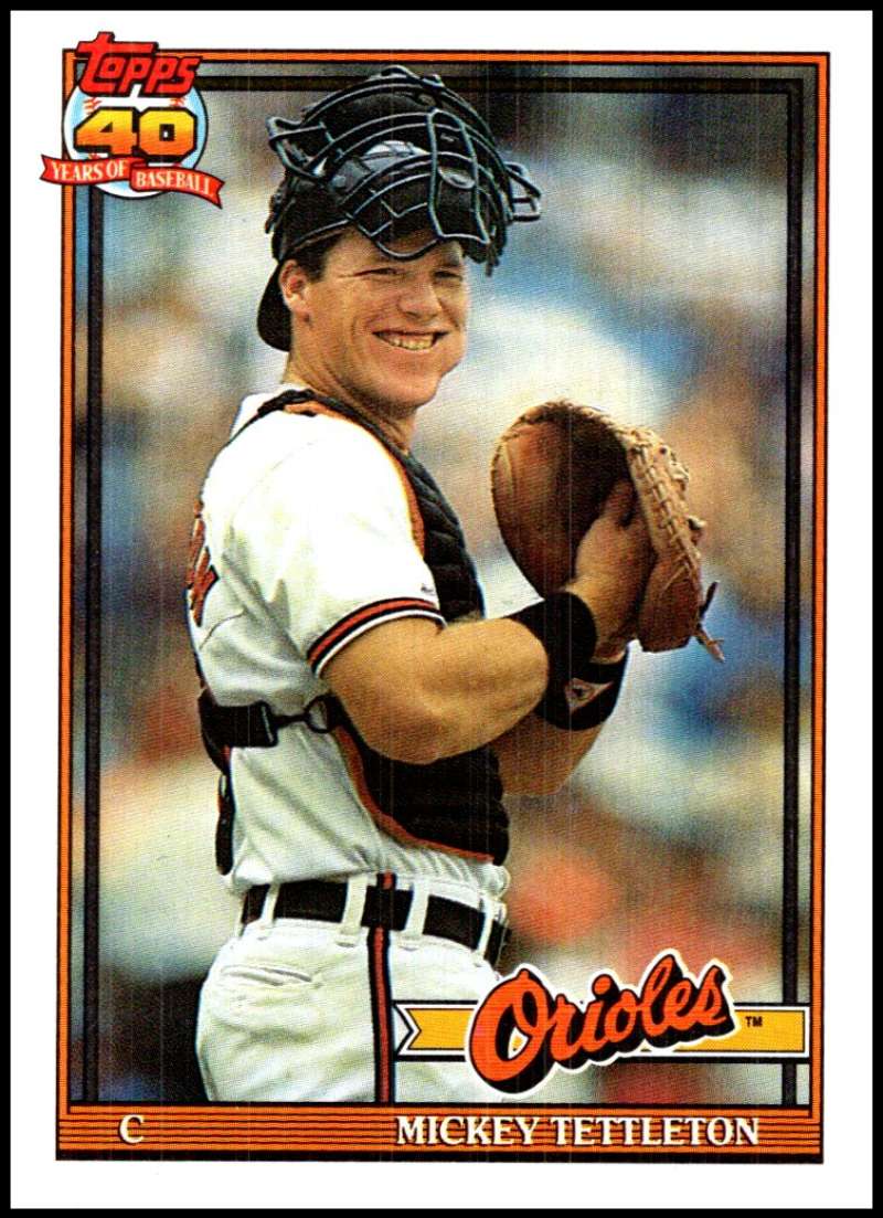 1991 Topps #385 Mickey Tettleton Baseball Baltimore Orioles Image 1