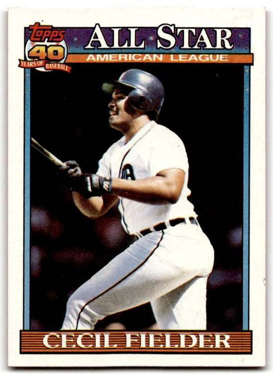 1991 Topps #386 Cecil Fielder AS Baseball Detroit Tigers  Image 1