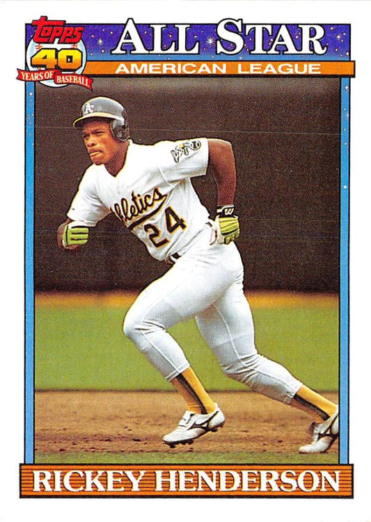 1991 Topps #391 Rickey Henderson AS Baseball Oakland Athletics  Image 1