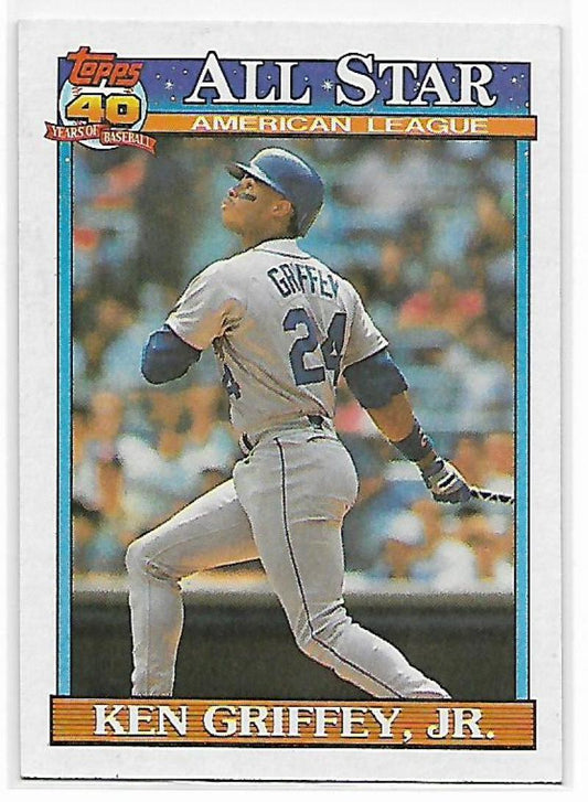 1991 Topps #392 Ken Griffey Jr. AS Baseball Seattle Mariners  Image 1