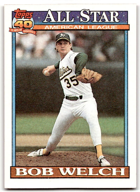 1991 Topps #394 Bob Welch AS Baseball Oakland Athletics  Image 1