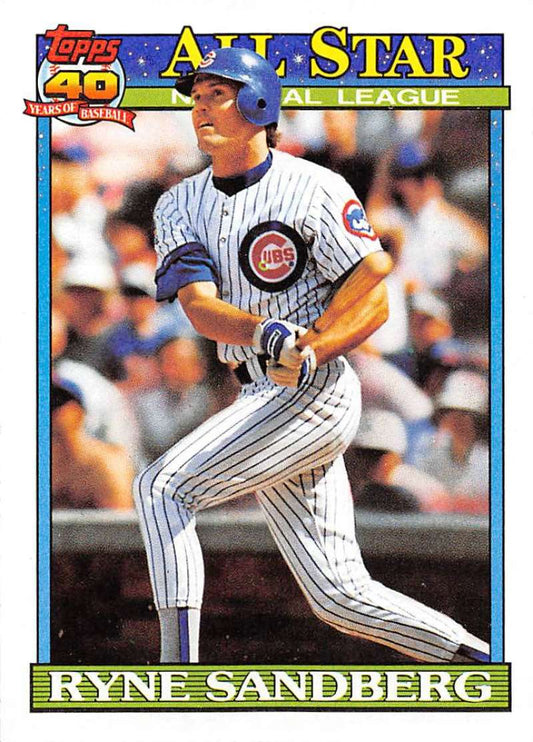 1991 Topps #398 Ryne Sandberg AS Baseball Chicago Cubs  Image 1