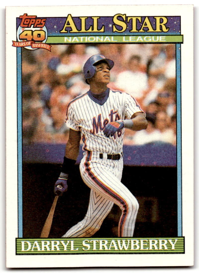 1991 Topps #402 Darryl Strawberry AS Baseball New York Mets Image 1