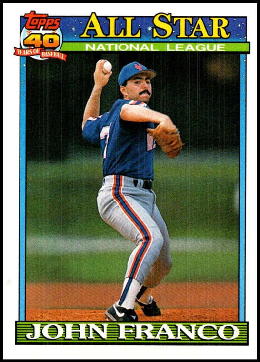 1991 Topps #407 John Franco AS Baseball New York Mets  Image 1