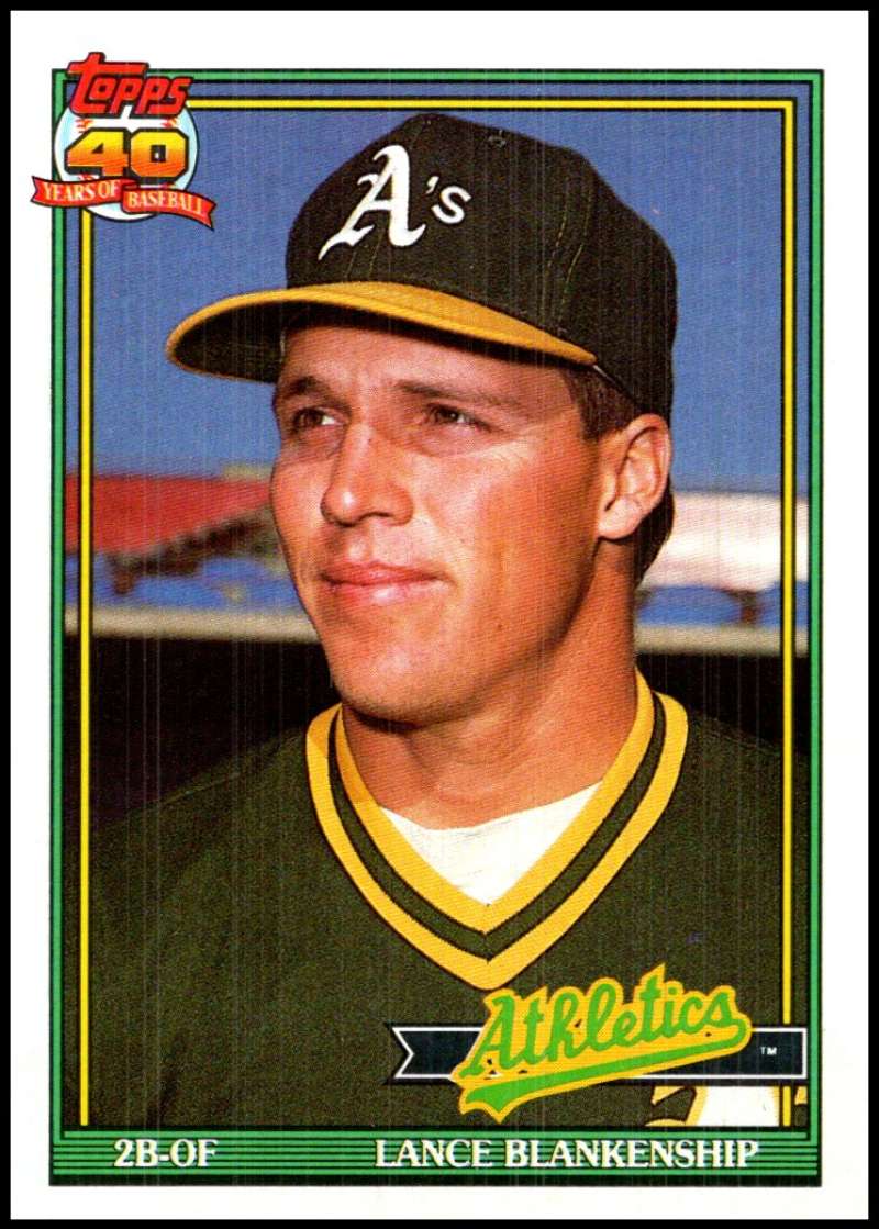 1991 Topps #411 Lance Blankenship Baseball Oakland Athletics Image 1
