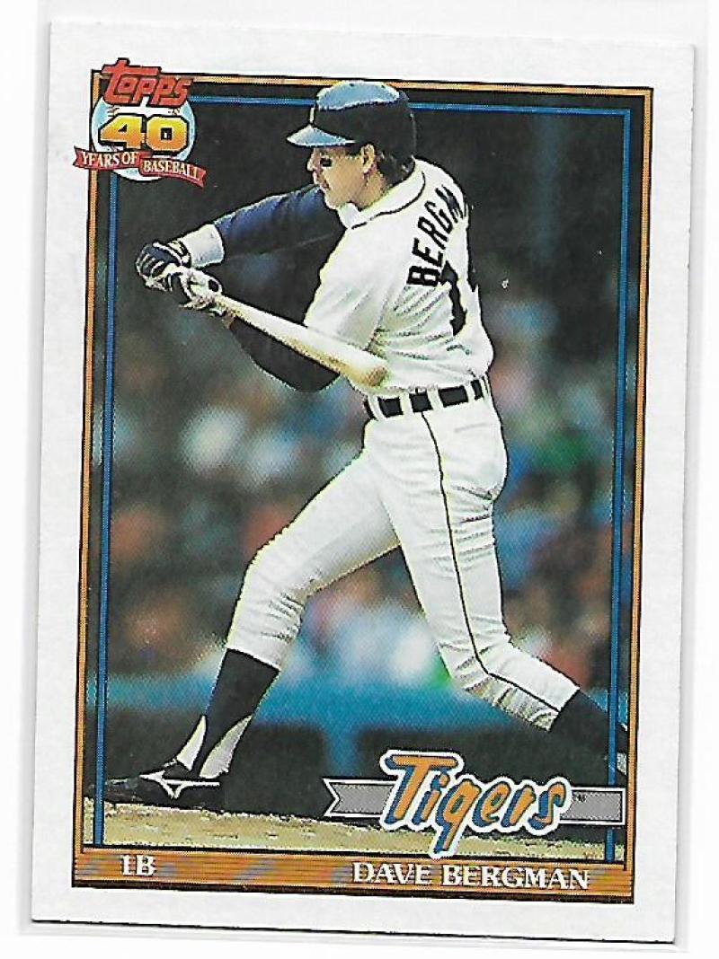 1991 Topps #412 Dave Bergman Baseball Detroit Tigers Image 1