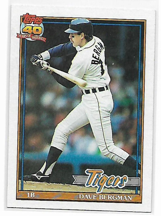 1991 Topps #412 Dave Bergman Baseball Detroit Tigers  Image 1