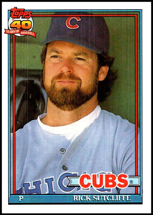 1991 Topps #415 Rick Sutcliffe Baseball Chicago Cubs  Image 1