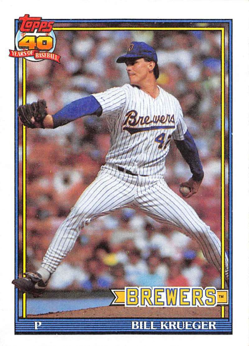 1991 Topps #417 Bill Krueger Baseball Milwaukee Brewers Image 1