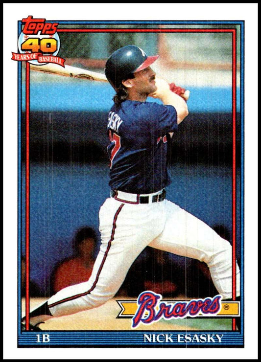 1991 Topps #418 Nick Esasky Baseball Atlanta Braves  Image 1