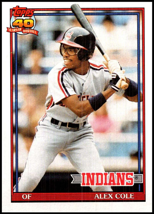 1991 Topps #421 Alex Cole Baseball Cleveland Indians  Image 1