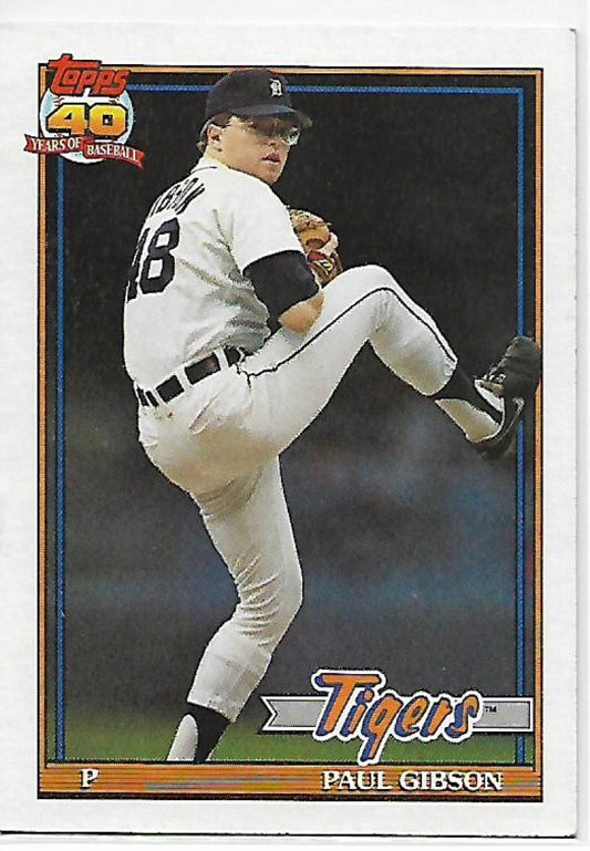 1991 Topps #431 Paul Gibson Baseball Detroit Tigers  Image 1