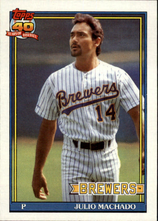 1991 Topps #434 Julio Machado Baseball Milwaukee Brewers  Image 1
