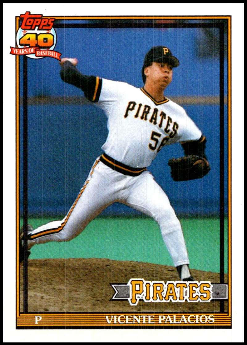 1991 Topps #438 Vicente Palacios Baseball Pittsburgh Pirates Image 1