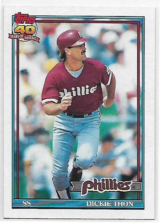 1991 Topps #439 Dickie Thon Baseball Philadelphia Phillies  Image 1