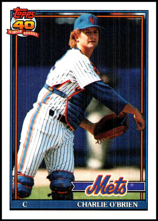 1991 Topps #442 Charlie O'Brien Baseball New York Mets  Image 1