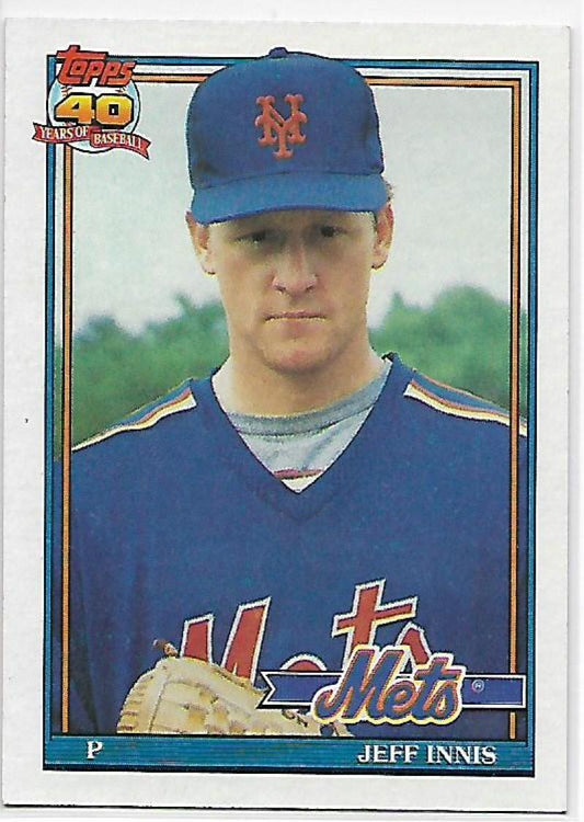 1991 Topps #443 Jeff Innis Baseball New York Mets  Image 1