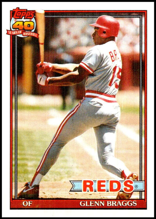 1991 Topps #444 Glenn Braggs Baseball Cincinnati Reds  Image 1