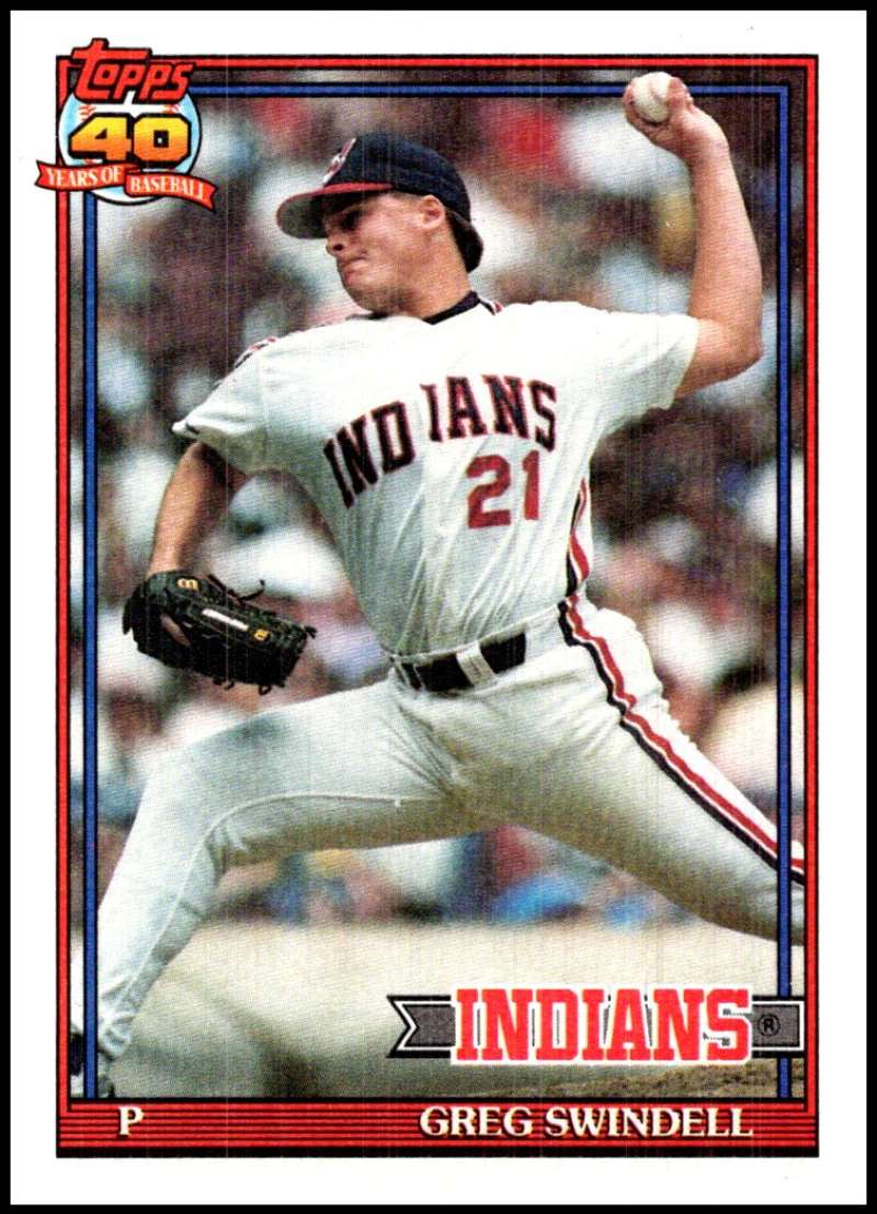 1991 Topps #445 Greg Swindell Baseball Cleveland Indians Image 1