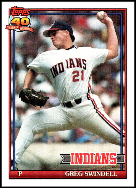 1991 Topps #445 Greg Swindell Baseball Cleveland Indians  Image 1
