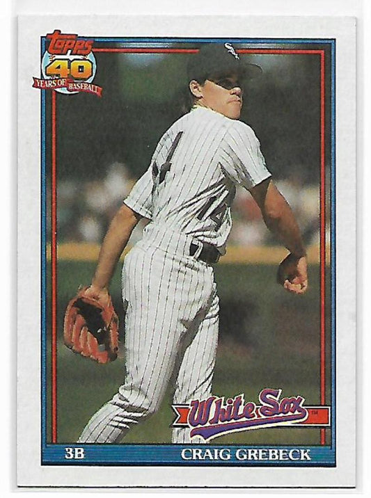 1991 Topps #446 Craig Grebeck Baseball Chicago White Sox  Image 1
