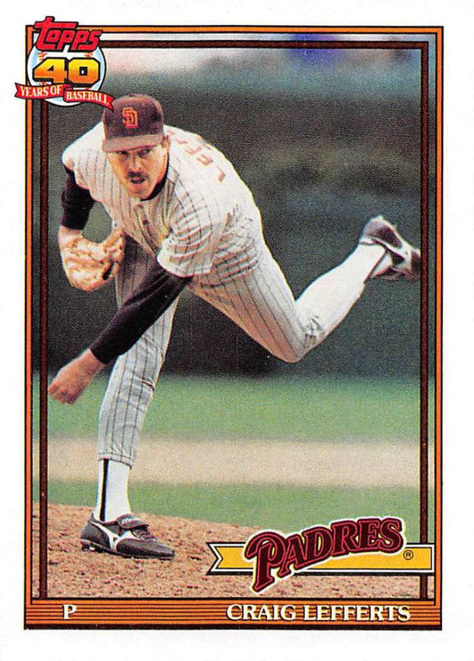 1991 Topps #448 Craig Lefferts Baseball San Diego Padres  Image 1