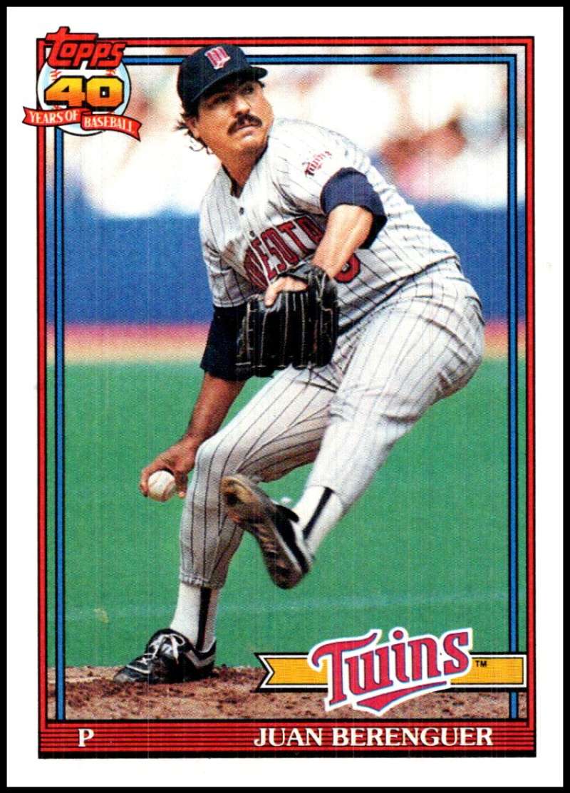 1991 Topps #449 Juan Berenguer Baseball Minnesota Twins Image 1