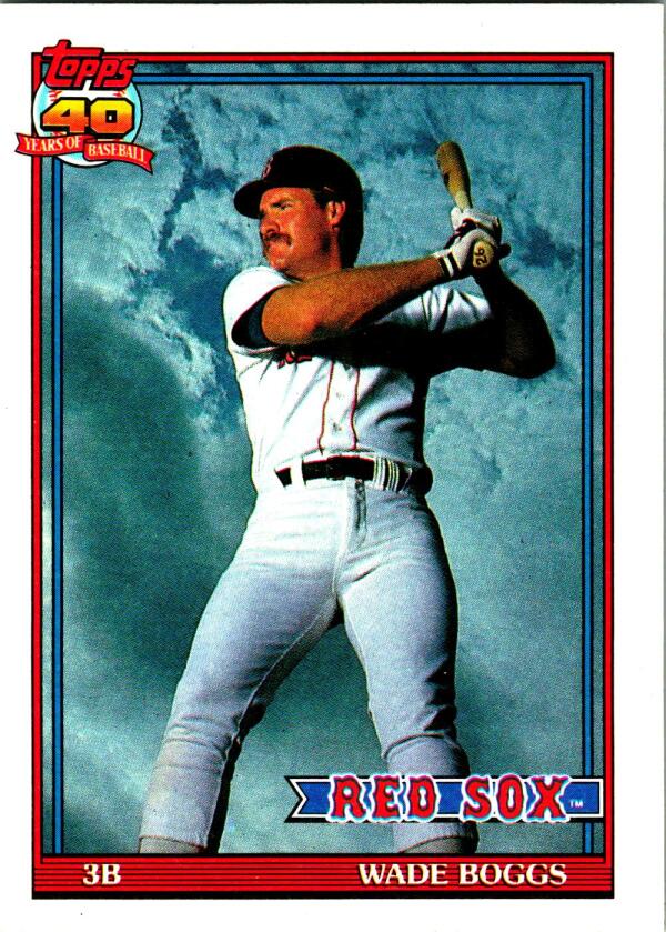 1991 Topps #450 Wade Boggs Baseball Boston Red Sox Image 1
