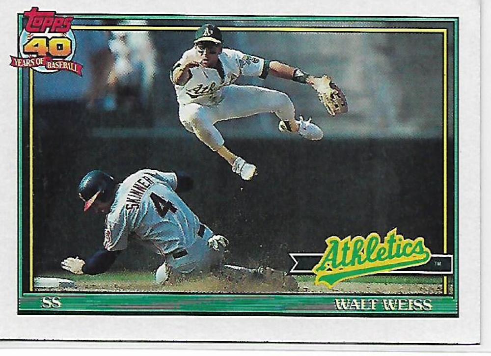 1991 Topps #455 Walt Weiss Baseball Oakland Athletics Image 1