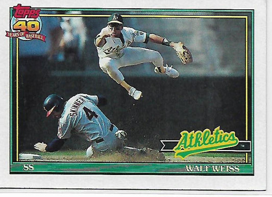 1991 Topps #455 Walt Weiss Baseball Oakland Athletics  Image 1