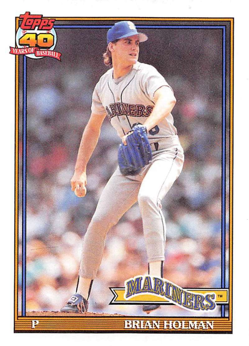 1991 Topps #458 Brian Holman Baseball Seattle Mariners Image 1