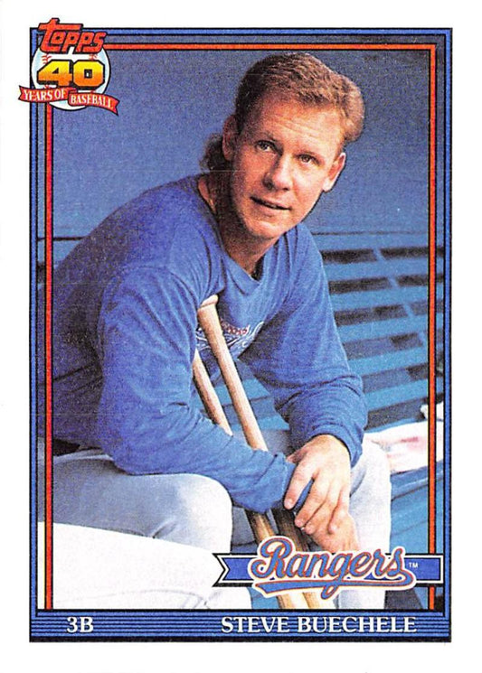 1991 Topps #464 Steve Buechele Baseball Texas Rangers  Image 1