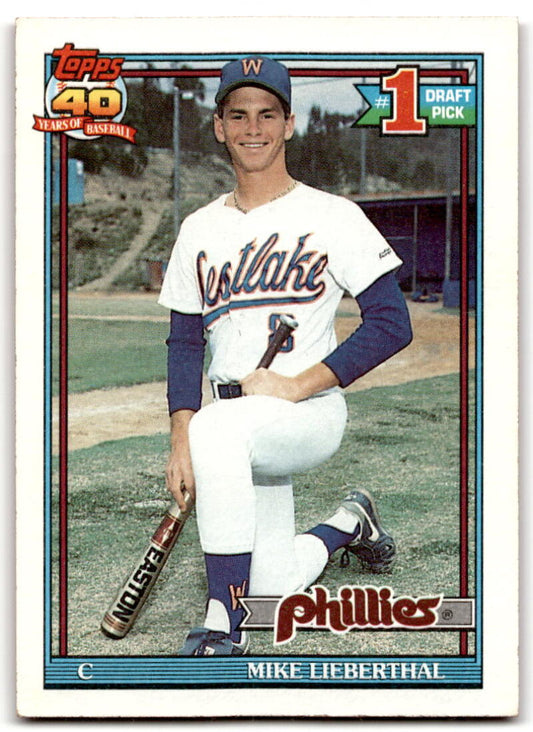 1991 Topps #471 Mike Lieberthal Baseball RC Rookie Philadelphia Phillies  Image 1