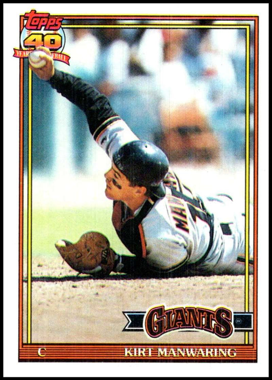 1991 Topps #472 Kirt Manwaring Baseball San Francisco Giants  Image 1