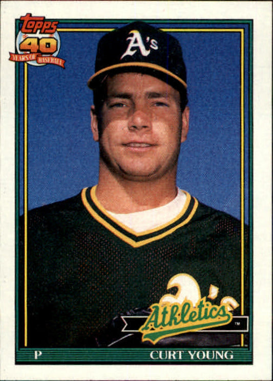 1991 Topps #473 Curt Young Baseball Oakland Athletics  Image 1